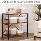 Storage Baskets for Shelves Set of 4 Woven Baskets for Closet Rectangle Toy Bin for Baby Nursery 12.7"Lx9"Wx7.9"H Brown & Whi