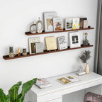 Picture Ledge Wall Shelves 24 inch Width Set of 2, Solid Pine Wood Rustic Floating Ledge Shelves for Wall for Kids' Room Bedr