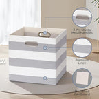 11x11 Cube Storage Bins, Collapsible Fabric Storage Cubes, Cubby Storage Organizer Bins Striped Container Baskets for Organiz