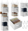 Closet Hanging Organizer with Drawers, 6 Tier Metal Closet Organizers and Storage with 4 Hanging Hooks 4 S-Hooks for Wardrobe