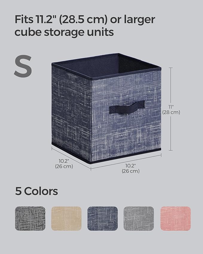 SONGMICS Storage Cubes, 10.2 x 10.2 x 11 Inches Non-Woven Fabric Bins with Double Handles, Set of 8, Closet Organizers for Sh