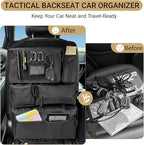 Tactical Seat Back Organizer - Heavy Duty MOLLE Panel Organizer with Multiple Pockets & Hook Loop Panel for EDC Gear, Road Trip Essentials, Universal Fit for Car SUV Truck Jeep Ford(Black)