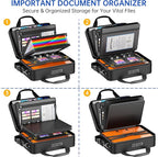 5200℉ Fireproof Document Box with lock, Hard-Shell Case File Organizer with 24 Pocket Accordion File Folder, Portable Safe Bo