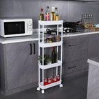 Sooyee 4 Tier Slim Storage Cart Mobile Shelving Unit Organizer Slide Out Storage Rolling Utility Cart Tower Rack for Kitchen 