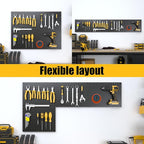Spampur Peg Board, 4 Pack Metal Pegboard Panels with 50 Hooks, Black Pegboards Wall Organizer, Heavy Duty Peg Board for Walls