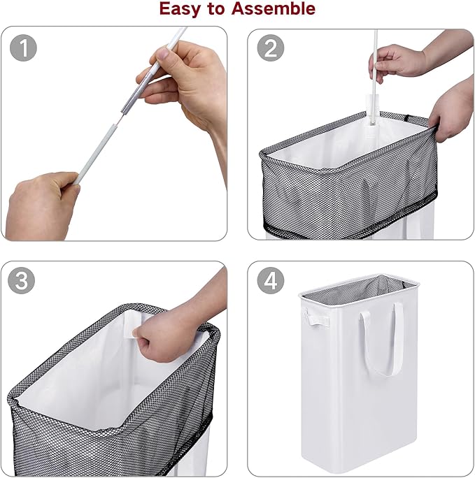 efluky Slim Laundry Basket, Narrow Laundry Hamper with Handles, Collapsible Dirty Clothes Hamper, Tall Laundry Bin for Laundr