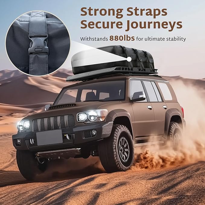 iBirdie Roof Rack Cargo Carrier 18.1 Cubic Feet, Soft-Shell Rooftop Cargo Box, Waterproof Heavy Duty 1200D for Car with/Without Roof Rack, Includes Anti-Slip Mat, Door Hooks, 46x34x20 inches