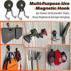 ULIBERMAGNET Upgraded Heavy Duty Magnetic Hooks,4 Pack Strong Large Magnet Hook for Power Drill,Garden Tools,Hose,Pegboard,Ga