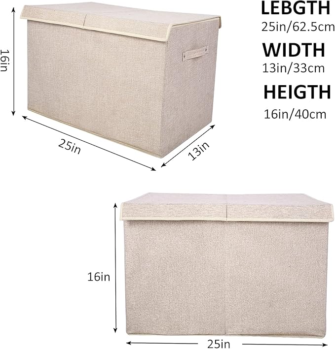 popoly Large Toy Box Chest Storage with Flip-Top Lid, Collapsible Kids Storage Boxes Container Bins for Toys, Playroom Organi