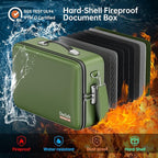 DocSafe Fireproof Document Box with Lock, Hard Case File Organizer with Accordion File Folder, Fireproof Water Resistant Safe