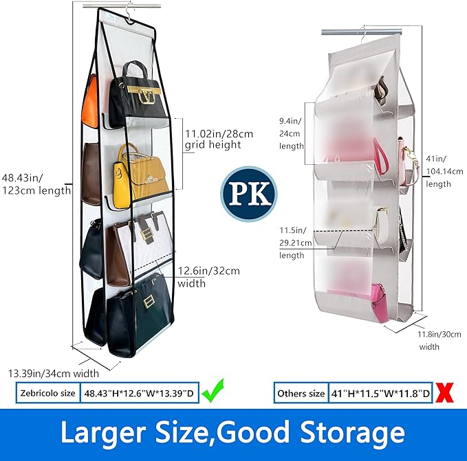 purse organizer, 2Pack, purse organizer for closet,NEW improved Larger, purse storage, Heavy Duty Hooks,handbag organizer, Sp