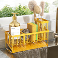 Cisily Lemon Yellow Sink Caddy Organzier with High Brush Holder, Sponge Holder for Sink, 304 Rustproof Stainless, Kitchen Cou