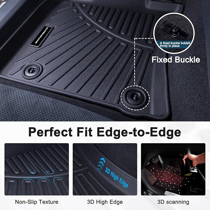 Heavy-Duty TPE Floor Mats for 2012-2016 Ford F-250/F-350/F-450/F-550 Super Duty SuperCrew/Crew Cab, 1st & 2nd Row Custom All Weather Fit 4 Door Ford Accessorie