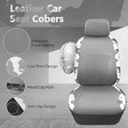 CAR PASS Cow Print Faux Leather Car Seat Covers & Cow Car Mats & Cow Steering Wheel Cover Seat Belt Pads Universal fit for SU
