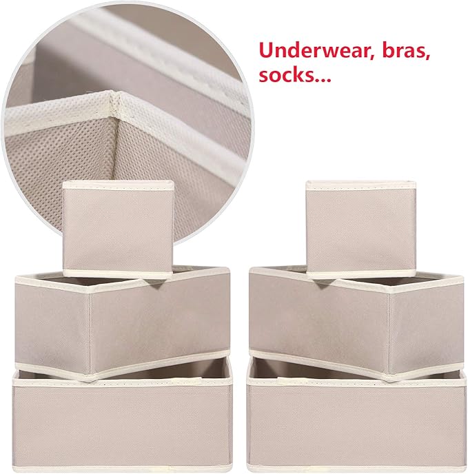 DIOMMELL 12 Pack Foldable Cloth Storage Box Closet Dresser Drawer Organizer Fabric Baskets Bins Containers Divider for Clothe