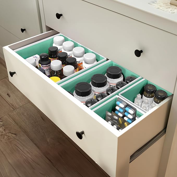 SIMPLE HOUSEWARE Foldable Drawer Organizer for Clothes/Underwear/Panty/Onesie Stocking Bin, Set of 12, Turquoise