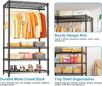 Ulif H4 Portable Closets, 4-Tier Metal Clothes Garment Rack for Bedroom and Cloakroom, Clothing Closet Storage and Organizer 