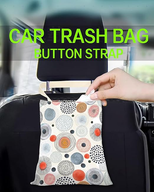 Car Trash Can, Durable Hanging Car Trash Garbage Bag, Cute Automotive Garbage Cans Organizer, Colorful Seamless Pattern