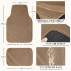CAR PASS Beige Car Floor Mats, Edge Leather Waterproof Car Mats with Double Stitch Line and Anti-Slip Backing Design, Fit 95%