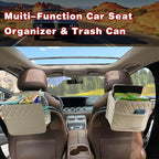 Upgrade Car Seat Organizer Backseat with Storage Pockets, Multipurpose Car Organizer Hanging, Car Trash Bag Can,Premium PU