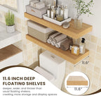 Deep Floating Shelves | 36 Inch Oak Floating Shelves Set of 2 | 12 Inch Deep Rustic Wood Shelves for Wall | 36" W x 12" D Oak