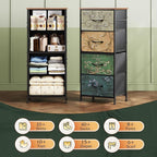 WLIVE Dresser with 4 Drawers, Storage Tower, Organizer Unit, Fabric Dresser for Bedroom, Hallway, Entryway, Closets, Vintage 