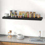 Dreamland 55" Floating Shelves for Wall, 12" Deep Thicker Black Floating Shelves, Wall-Mounted Shelves for Bedroom, Living Ro