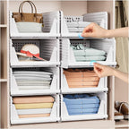 8 Pack Stackable Closet Storage Basket - Stackable Storage Bins, Multifunctional & Foldable Closet Organizer Waterproof, Ward