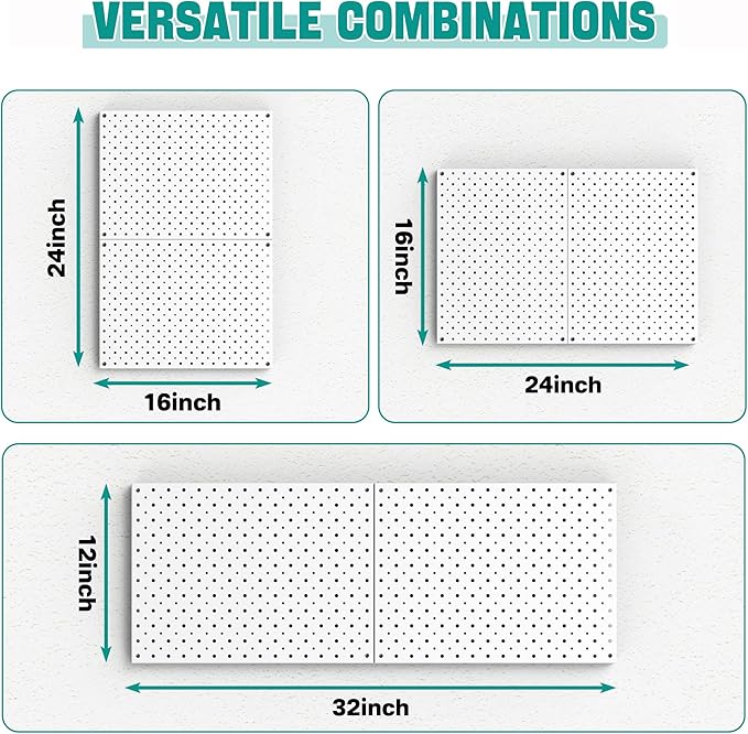 EVERHANGER Metal Pegboard Panels, Heavy Duty Pegboard Wall Organizer, Garage Wall Panels, Tool Storage Organization, 12"X16",