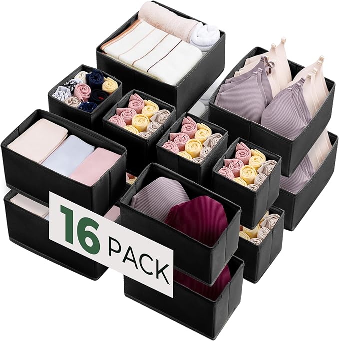 Kootek 16 Pack Drawer Organizer Clothes, Dresser Drawer Organizers for Clothing Fabric Foldable Closet Organizers and Storage