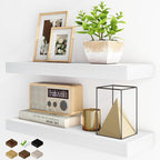 Fun Memories Floating Shelves for Wall, 24Inch Floating Shelves Set of 2, Hanging Shelf with Invisible Brackets, Wood Shelves