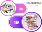 Sorbus Acrylic Makeup Organizer Set, 6-Drawer Vanity & Countertop Cosmetic Storage with Small & Wide Drawers, Pink Makeup Sto