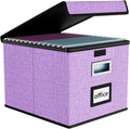 Huolewa File Organizer Box with Lid, Collapsible File Folder Organizer for Office Document Storage, Filing Box with Plastic S