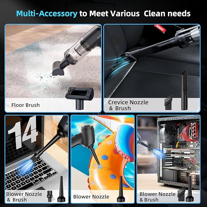Car Vacuum Cleaner&Air Duster | 80W | 16kpa | 12KRPM | 20 Mins-Dust Cleaner Portable Cordless Vacuum Pro-Compressed Air Blowe