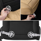 CAR PASS 2 Pack Leather Front Car Seat Covers, Bottom Seat Covers Full Wrapped with Storage Pocket, Anti-Slip Leather Seat Pr