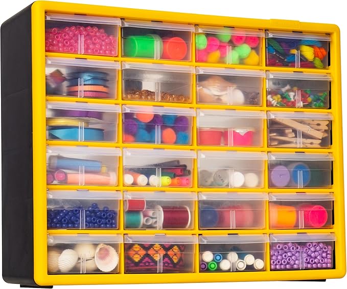 Akro-Mils 24-Drawer Plastic Drawer Storage Cabinet for Garage Organization, Bead Organizer, Building Bricks Storage, Teacher 