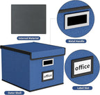 Huolewa Decorative File Organizer Boxes Office Document Storage with Lids, Portable Collapsible Linen Hanging Filing & Storag