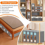 GhvyenntteS 12 Pack Bed Sheet Organizers and Storage, Sturdy Bed Sheet Organizer with Zipper and Handle, Foldable Linen Close