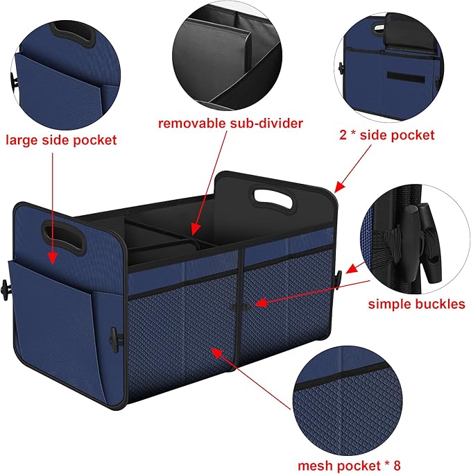 Femuar Car Trunk Organizer,Car Storage Organizer with 72L Large Capacity Waterproof Collapsible and 11 Pockets,Trunk Organize