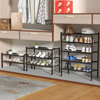 ROMGUAR CRAFT 4 Tier Bamboo Shoe Rack for Closet Free Standing Wood Shoe Shelf for Entryway Small Space Stackable 27"x11"x26"