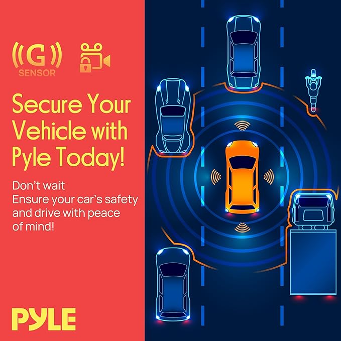 Pyle Dash Cam Rearview Mirror - 4.3” DVR Monitor Rear View Dual Camera Video Recording System in Full HD 1080p w/Built in G-S