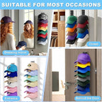 Eiito Hat Organizer for Baseball Caps, 4 Pack Strong Adhesive Hat Rack for Wall, Multilayer Hat Storage Display Holder, Wall 
