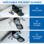 Double Clip Sunglasses Holder for Car Visor with Carbon Fiber Pattern,Magnetic PU Leather Auto Visor Sunglass Clip,Vehicle Visor Organizer,Hanging Eyeglasses Clip