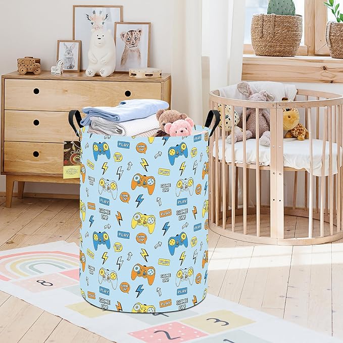 HUNRUNG Laundry Hamper,Large Canvas Fabric Lightweight Storage Basket Toy Organizer Dirty Clothes Collapsible Waterproof for 