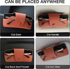 Car Sunglasses Holder for Car Visor Vegan Leather Auto Eyeglass Case with Clip Automotive Interior Visor Accessories
