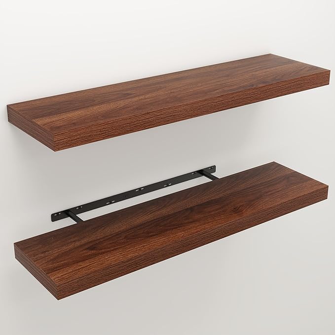 Floating Shelves for Wall, 9.3" Deep Wall Mounted Wood Shelves for Bathroom, Bedroom, Living Room, Kitchen, Hanging Shelf for