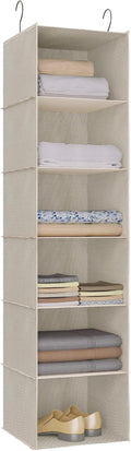 Hanging Closet Organizer, Easy Mount Foldable 6-Shelf Hanging Closet Wardrobe Storage Shelves, Clothes Handbag Shoes Accessor