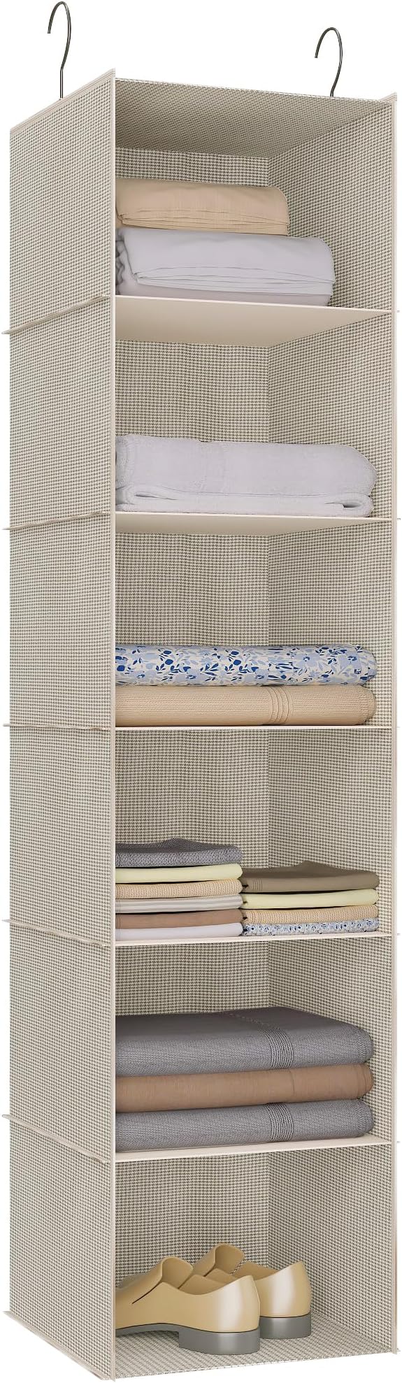 Hanging Closet Organizer, Easy Mount Foldable 6-Shelf Hanging Closet Wardrobe Storage Shelves, Clothes Handbag Shoes Accessor