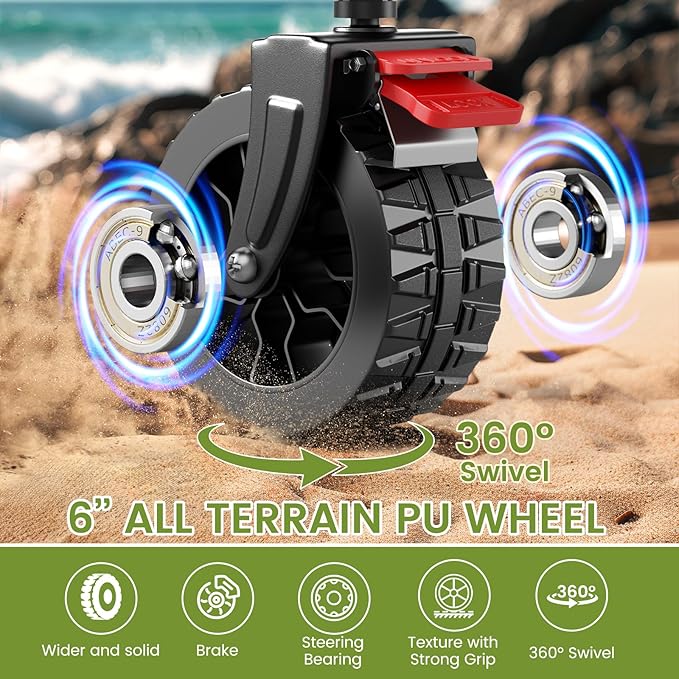 Collapsible Wagon Cart, 150L Heavy Duty Foldable Beach Wagon with Wider Wheels & Auto-Rebound Handle, Utility Grocery Shopping Cart for Garden, Shopping, Camping, Sports, Gray