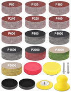 268-Pack 3 Inch Sanding Discs Drill Sanding Attachment, 80-5000 Grit Wet Dry Hook and Loop Sandpaper, Soft Foam Buffering Pad